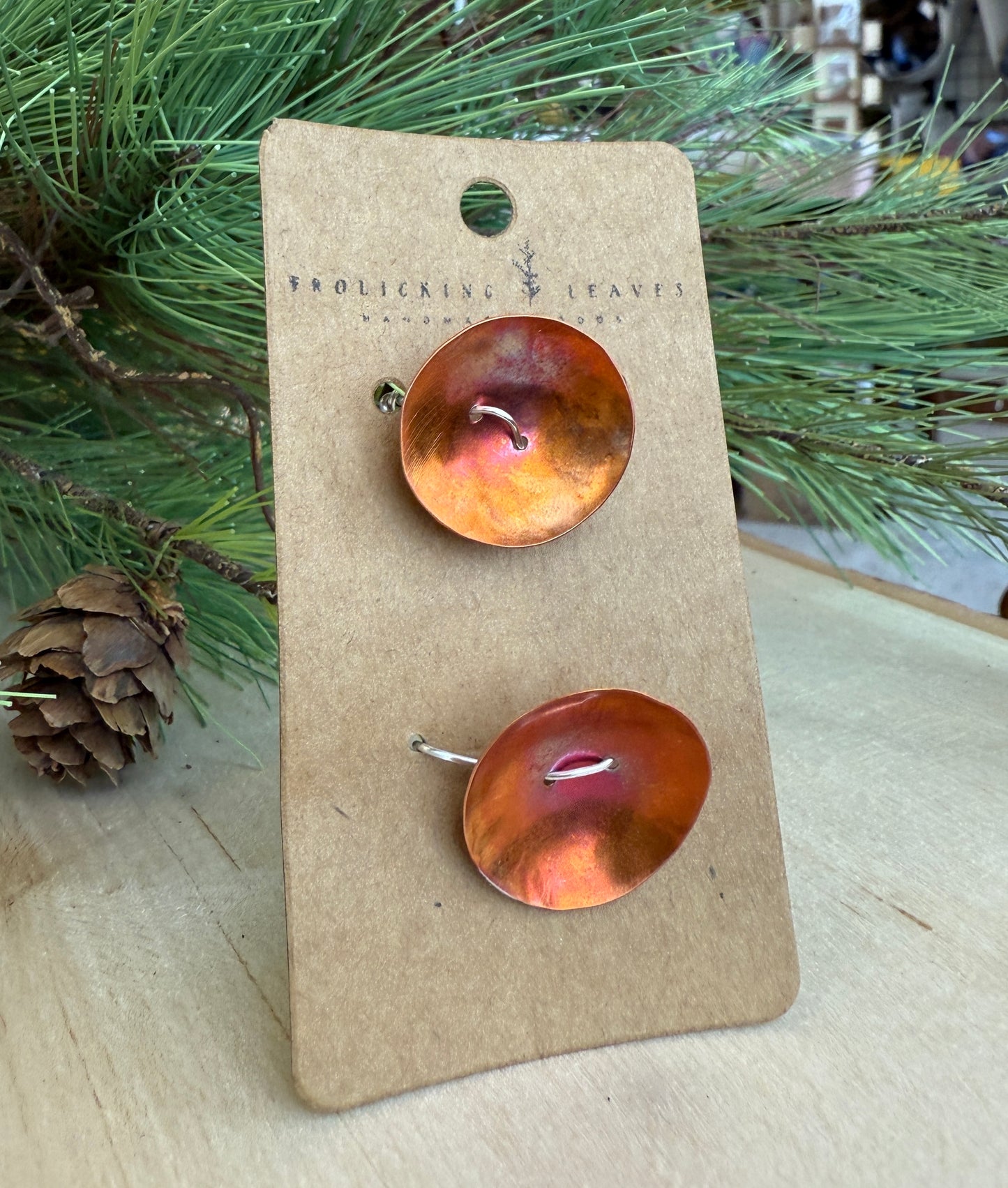 Fire Painted Copper Hand Cut Button