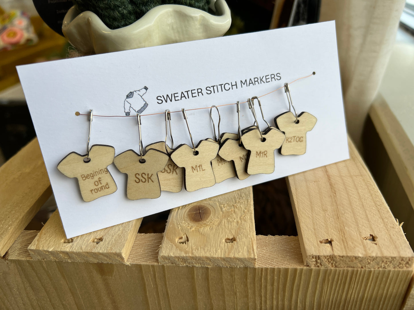 Sweater Stitch Markers Wooden