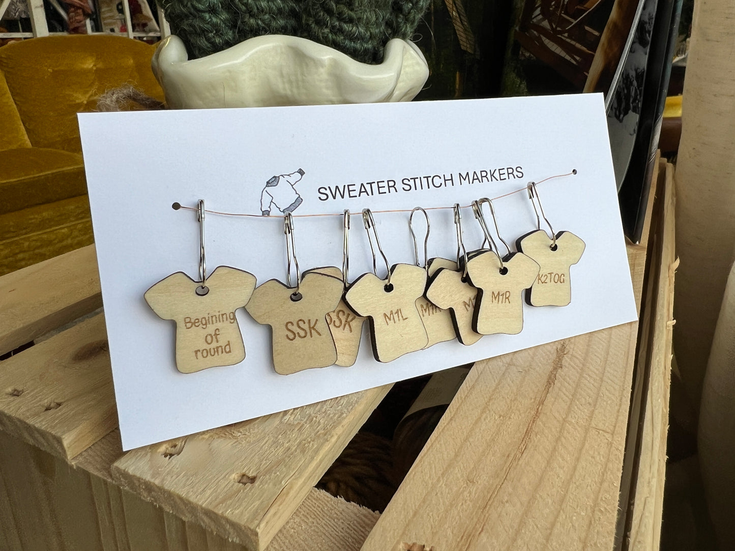 Sweater Stitch Markers Wooden
