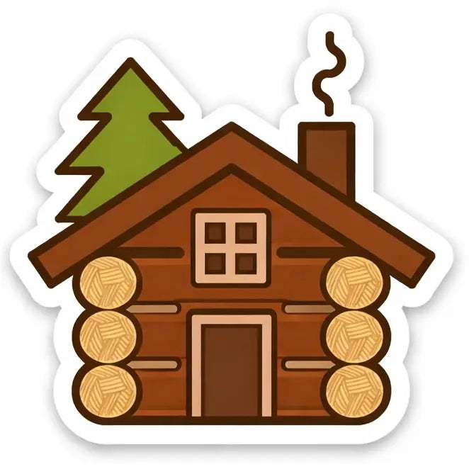 Yarn Log Cabin Viny Sticker