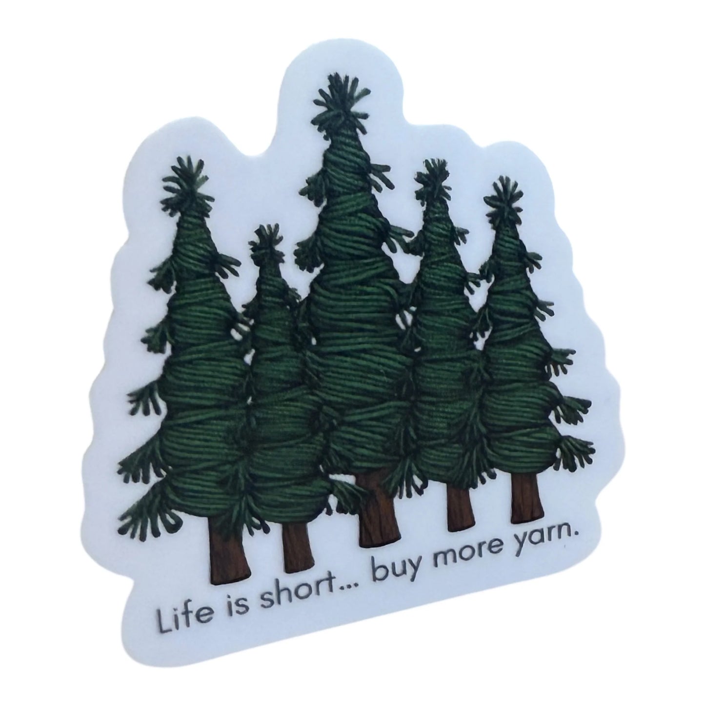 Yarn Pine Trees Vinyl Sticker