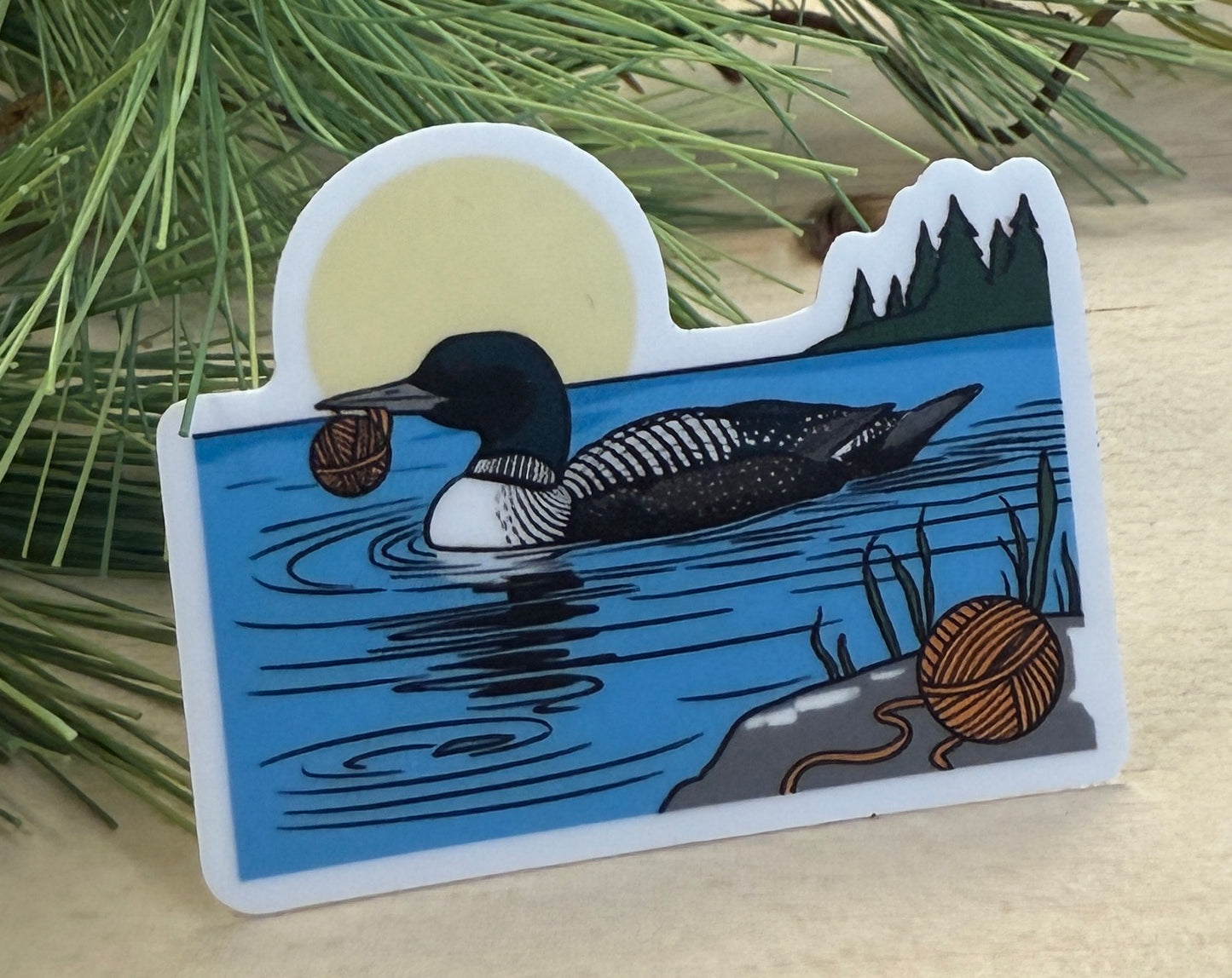 Loon on the Lake with Yarn Sticker