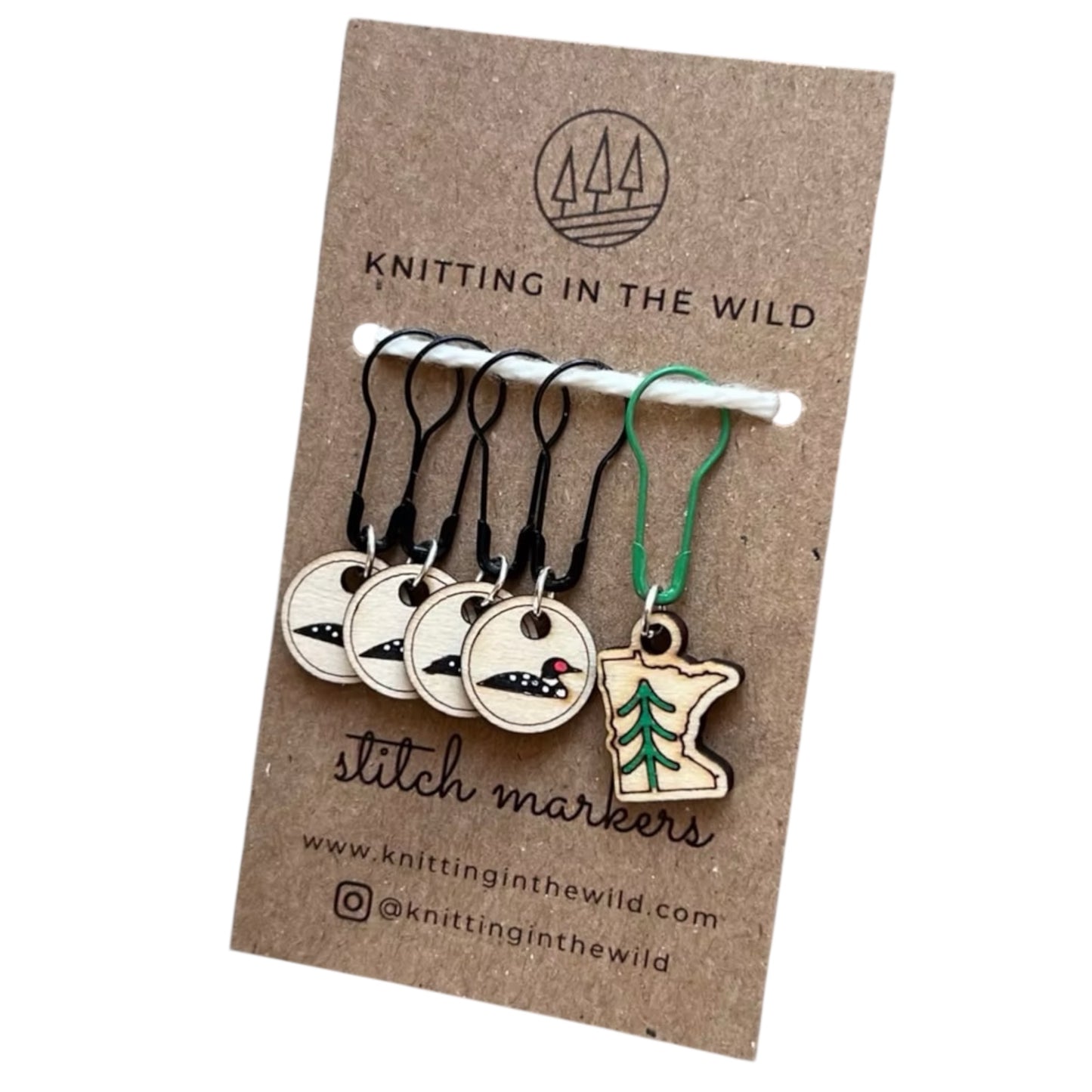MN Loon & Pines Stitch Markers by Knitting in the Wild
