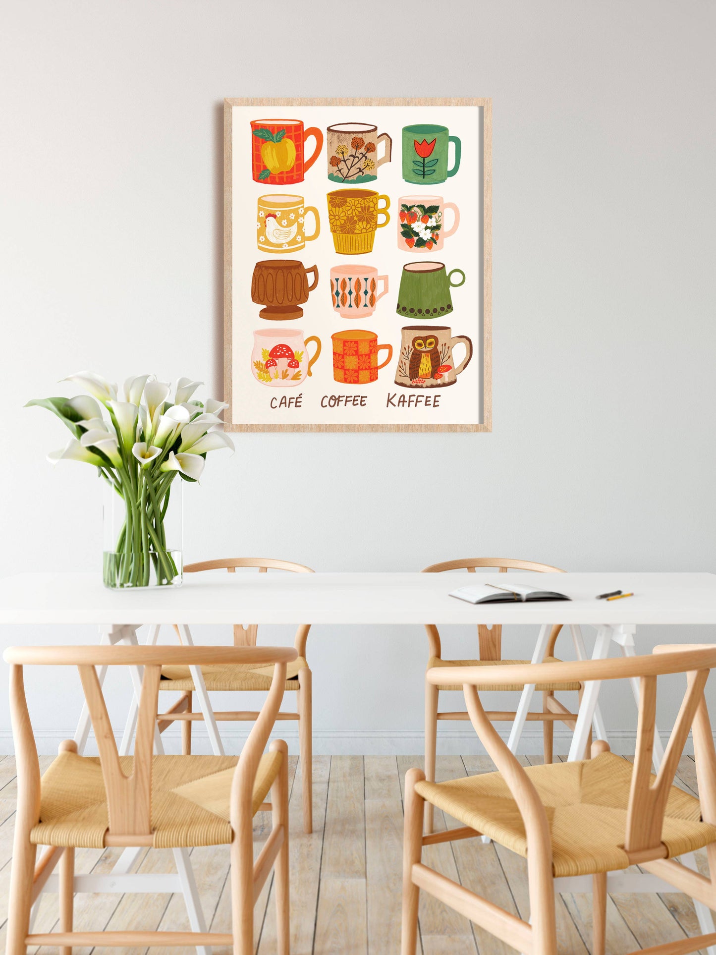 Vintage Coffee Mug Art Print - Retro Kitchen Illustration