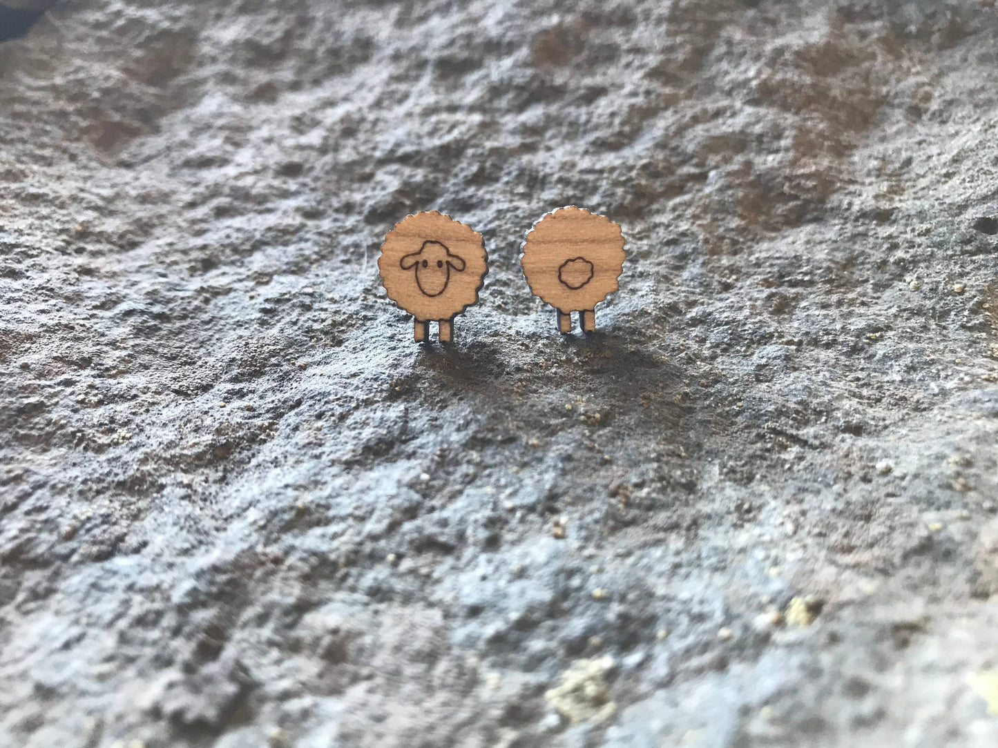 Wood Sheep Earrings