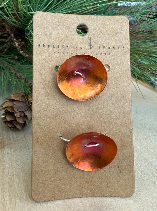 Fire Painted Copper Hand Cut Button