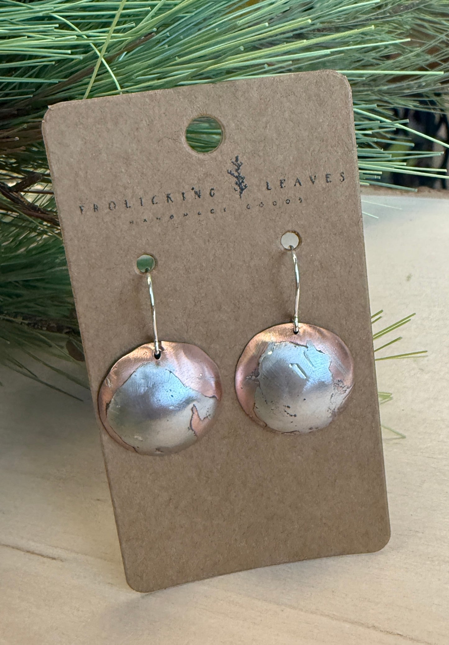 Copper Bowl Splash Earrings with Sterling