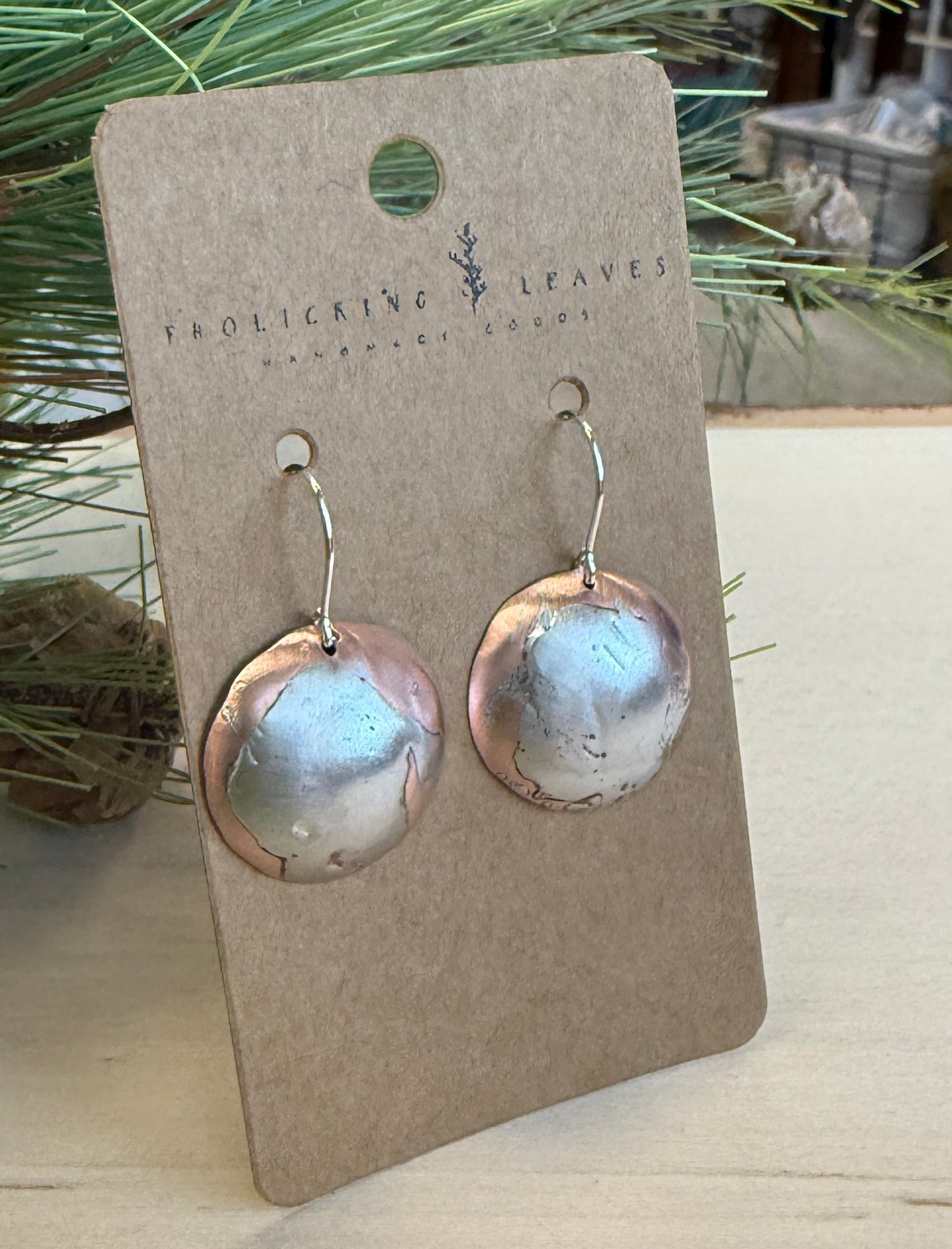 Copper Bowl Splash Earrings with Sterling