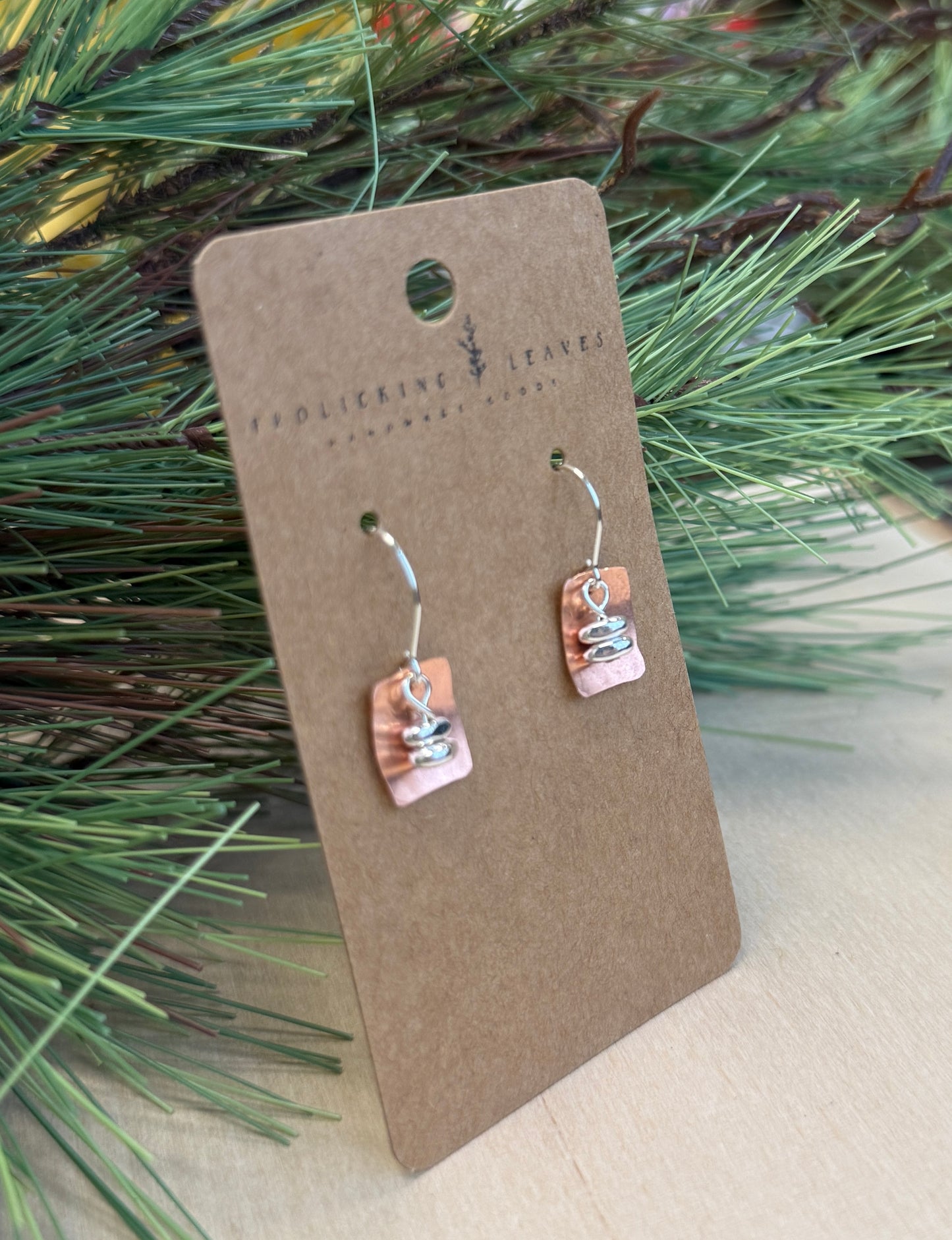 Copper and Hematite Earrings with Sterling
