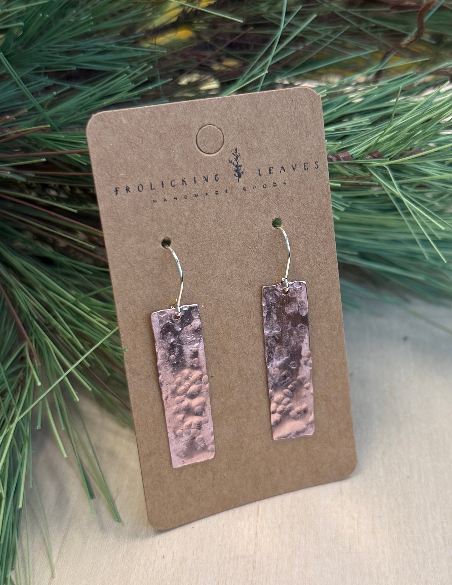 Hammered Copper and Sterling Earrings