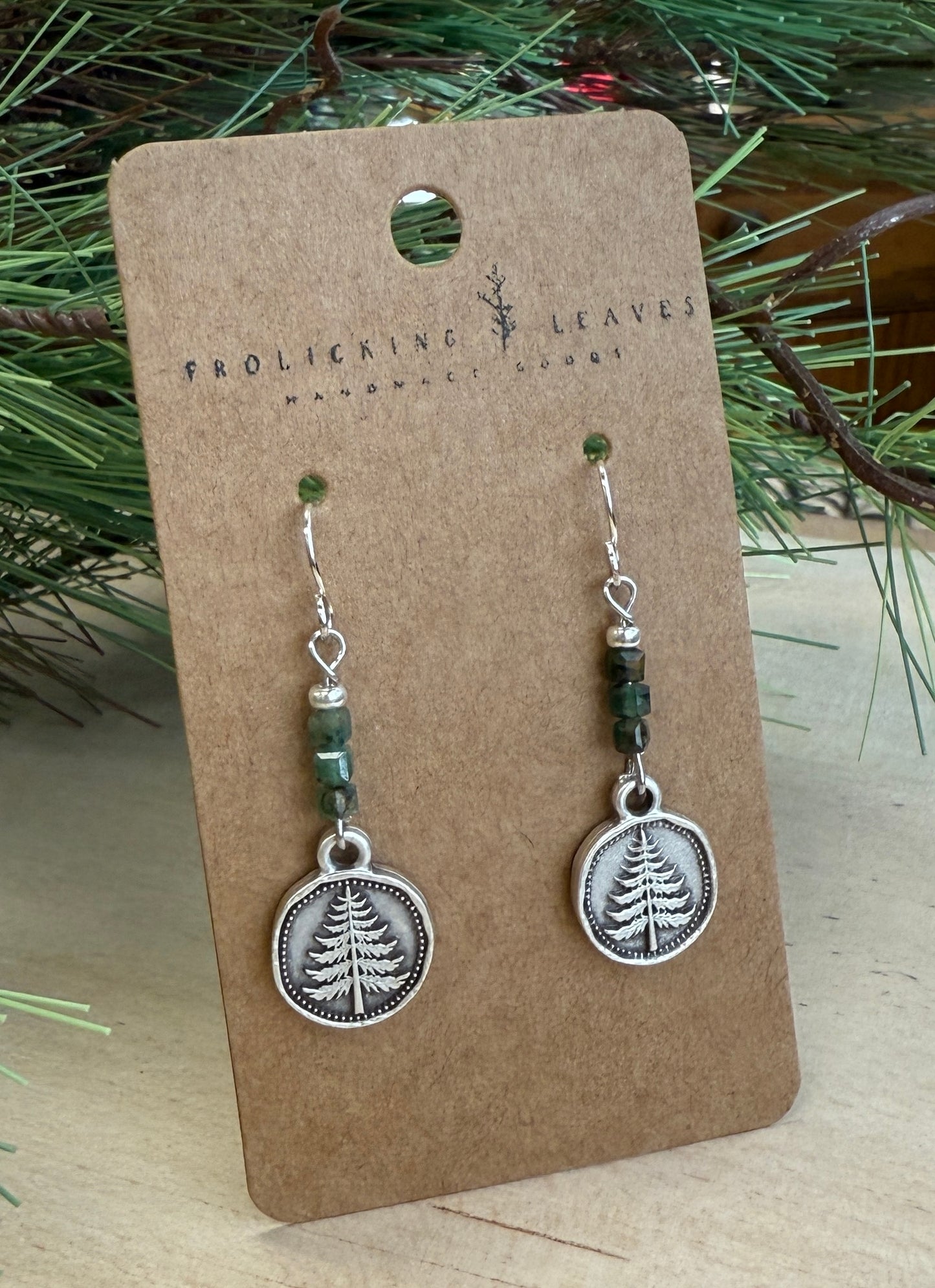 African Ruby Zoisite Pine Earrings