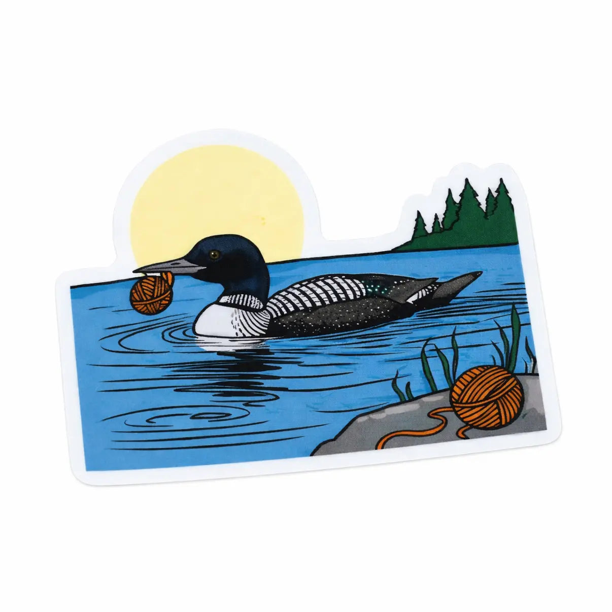 Loon on the Lake with Yarn Sticker