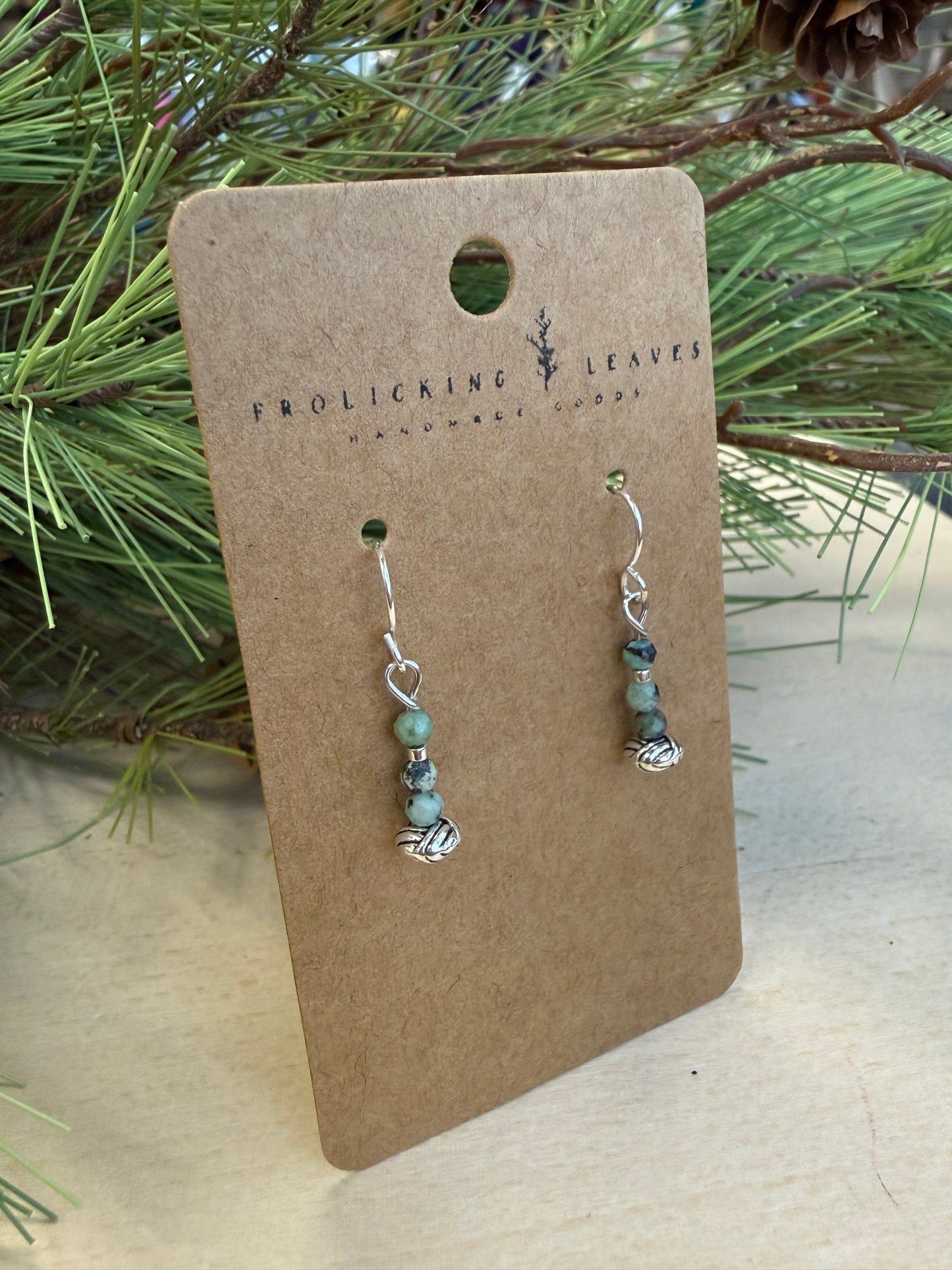 Yarn Ball & African Jasper Earrings