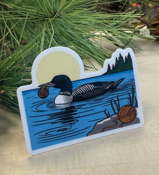 Loon on the Lake with Yarn Sticker