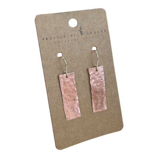Hammered Copper and Sterling Earrings