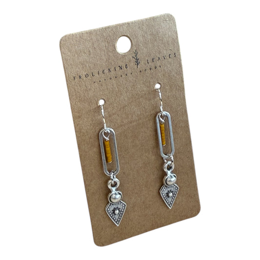 Boho Beaded Yellow Dangle Earrings