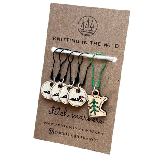 MN Loon & Pines Stitch Markers by Knitting in the Wild