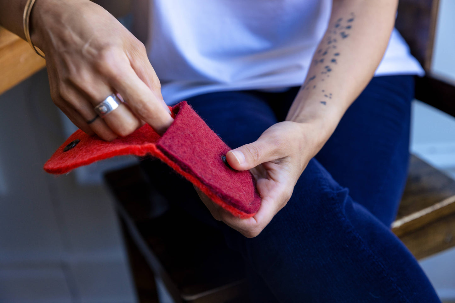The Curve-Mini Organizer Pouch | Felt Pouch | Cord Pouch